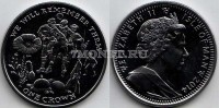 монета Остров Мэн 1 крона 2014 год «100-летие Первой Мировой войны» Солдаты, играющие в футбол