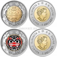 Канада набор из 2-х монет 2 доллара 2020 год Билл Рид и медведь Хайда