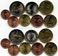 ЕВРО набор из 8-ми монет Греция