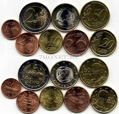ЕВРО набор из 8-ми монет Греция