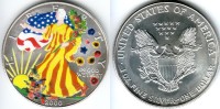 монета США 1 доллар 2000 год белая эмаль Шагающая Свобода