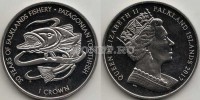 монета Фолклендские острова 1 крона 2017 год Патагонский клыкач
