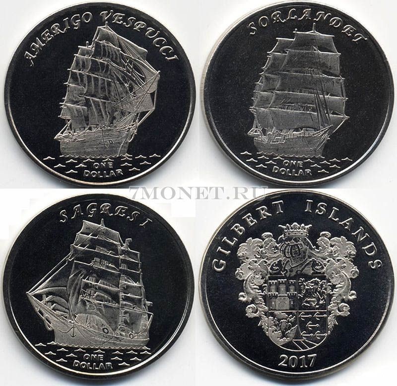 Острова Гилберта (Кирибати) набор из 3-х монет 1 доллар 2017 года 