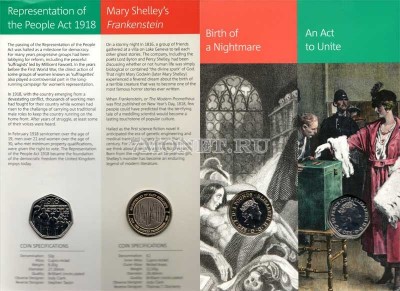 Великобритания набор из 2-х монет 50 пенсов 100 лет акту о народном представи...