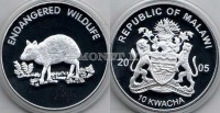 монета Малави 10 квача 2005 год серия "Дикая Фауна" - Тапир
