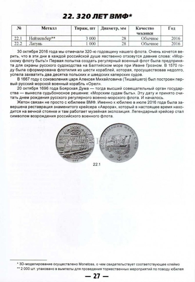 Каталог Символические жетоны Московского монетного двора 2014 - 2019 год