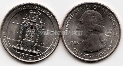 США 25 центов 2010 год Арканзас Hot Springs Park, 1-й