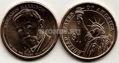 США 1 доллар 2012Р год Бенджамин Гаррисон 23-й президент США