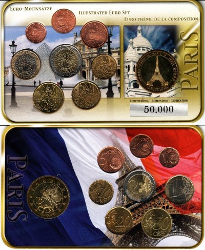 Франция ЕВРО набор из 8-ми монет и жетона в пластиковой упаковке 3