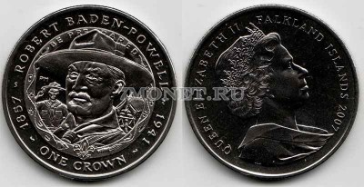 монета Фолклендские острова 1 крона 2007 год Роберт Баден