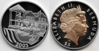 монета Бермуды 5 долларов 2003 год королевский визит PROOF