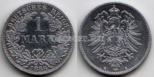 монета Германия 1 марка 1886A год Вильгельм I
