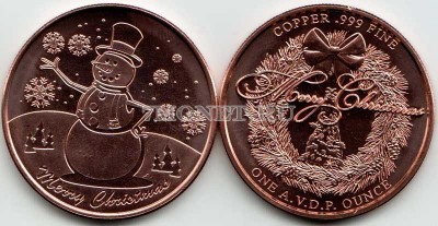 жетон США серия "Рождество" Снеговик