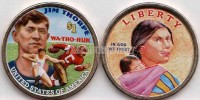 монета США 1 доллар 2018 год Сакагавея, серия Коренные американцы - Джим Торп, эмаль