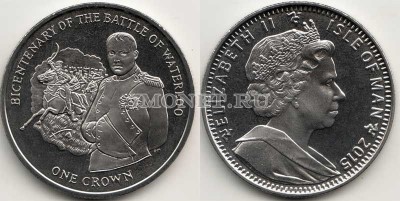 монета Остров Мэн 1 крона 2015 год 200-летие Битвы при Ватерлоо — Наполеон