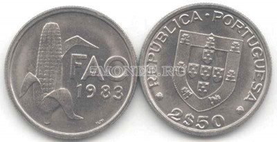 монета Португалия  2 1/2 эскудо 1983 год FAO