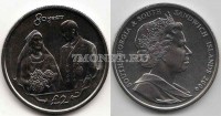 монета Сандвичевы острова 2 фунта 2006 год 80-летие королевы Елизаветы II. Елизавета II и Филипп
