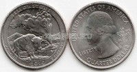США 25 центов 2010 год Вайоминг Йеллоустон, 2-й