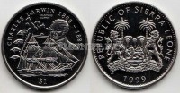 монета Cьерра-Леоне 1 доллар 1999 год Дарвин