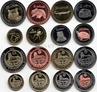 Чеченская республика Ичкерия набор из 8-ми монетовидных жетонов 2013 год фауна