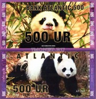 сувенирная банкнота Атлантика 500 ур 2016 год серия МЕДВЕДИ "Панда"