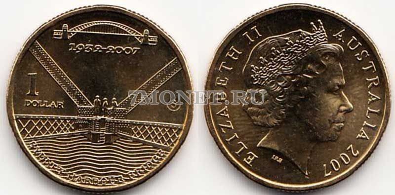 монета Австралия 1 доллар 2007 год 75 лет мосту Харбор-Бридж