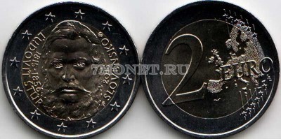 монета Словакия 2 евро 2015 год 200 лет со дня рождения Людовита Штура