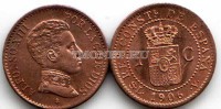монета Испания 1 сентимо 1906 год Альфонсо XIII