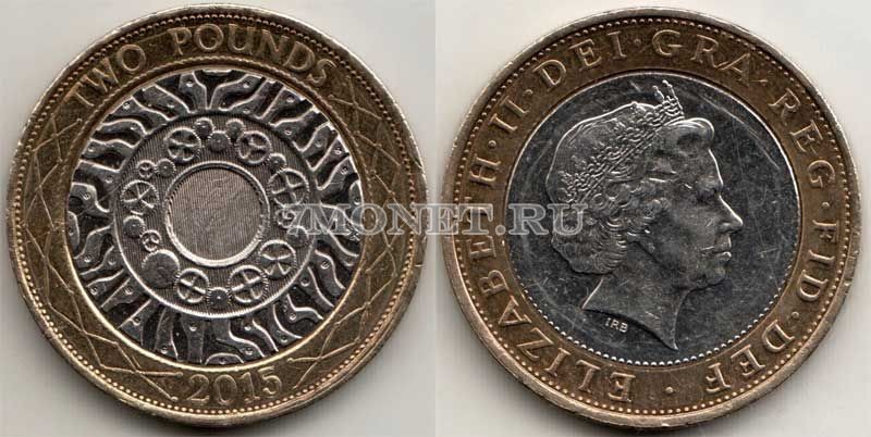монета Великобритания 2 фунта 2015 год. Старый тип, XF