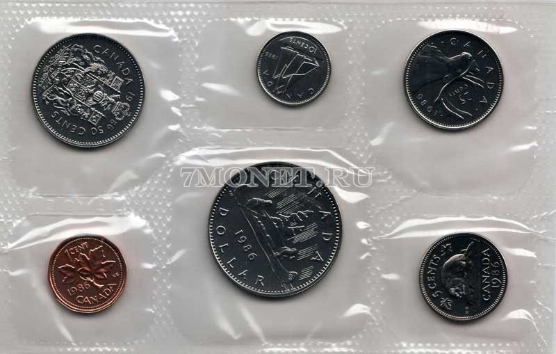 Канада годовой набор из 6-ти монет 1986 год в банковской запайке