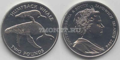 монета Сандвичевы острова 2 фунта 2006 год горбатый кит