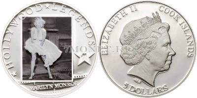 монета Острова Кука 5 долларов 2011 год серия "Легенды Голливуда" -...