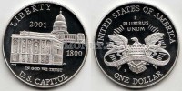монета США 1 доллар 2001 год Туристический центр Капитолия PROOF