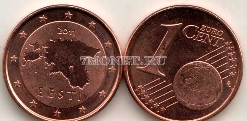 монета Эстония 1 евроцент 2011 год