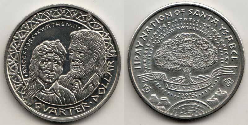 Монетовидный жетон США 1/4 доллара 2012 год серия "Индейская Резервация Санта-Исабель"