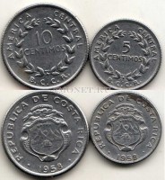 Коста-Рика набор из 2-х монет 5 и 10 сентаво 1958 год