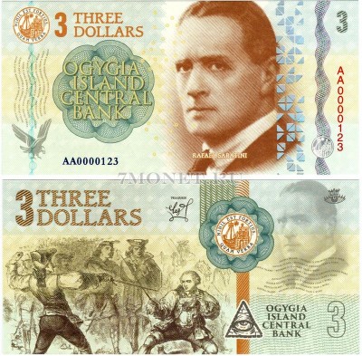 бона Остров Огигия 3 доллара 2019 год Рафаэль Сабатини