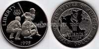 монета США 1/2 доллара 1995S год олимпиада в Атланте - бейсбол