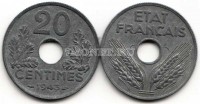 монета Франция 20 сантимов 1943 год для правительства Виши