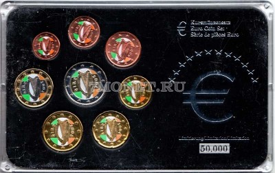 ЕВРО набор из 8-ми монет Ирландия в пластиковой упаковке, цветной