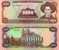 бона Никарагуа 1000 кордоб 1985 год