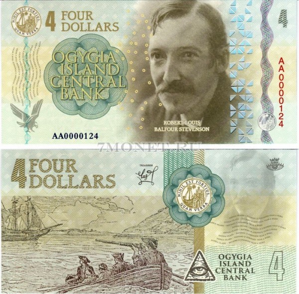 бона Остров Огигия 4 доллара 2019 год Роберт Льюис Стивенсон