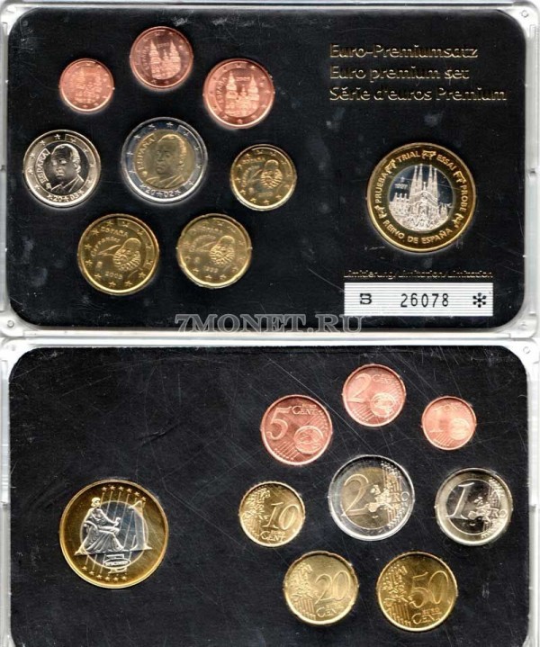 ЕВРО набор из 8-ми монет и жетона Испания в пластиковой упаковке