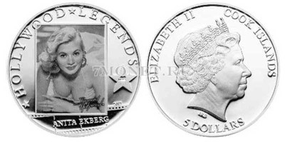 монета Острова Кука 5 долларов 2012 год серия "Легенды Голливуда" -...
