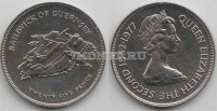 монета Гернси 25 пенсов 1977 год серебряный юбилей королевы