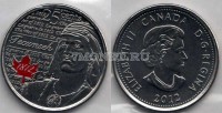 монета Канада 25 центов 2012 год Война 1812 года.  Вождь Шайенов Текумсе, цветная