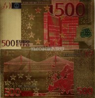 500 евро 2002 года сувенирная банкнота, металлизированный пластик