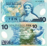 бона Новая Зеландия 10 долларов 1999-2007 год пластик