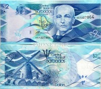 бона Барбадос 2 доллара 2013 - 2016 год