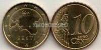 монета Эстония 10 евроцентов 2011 год